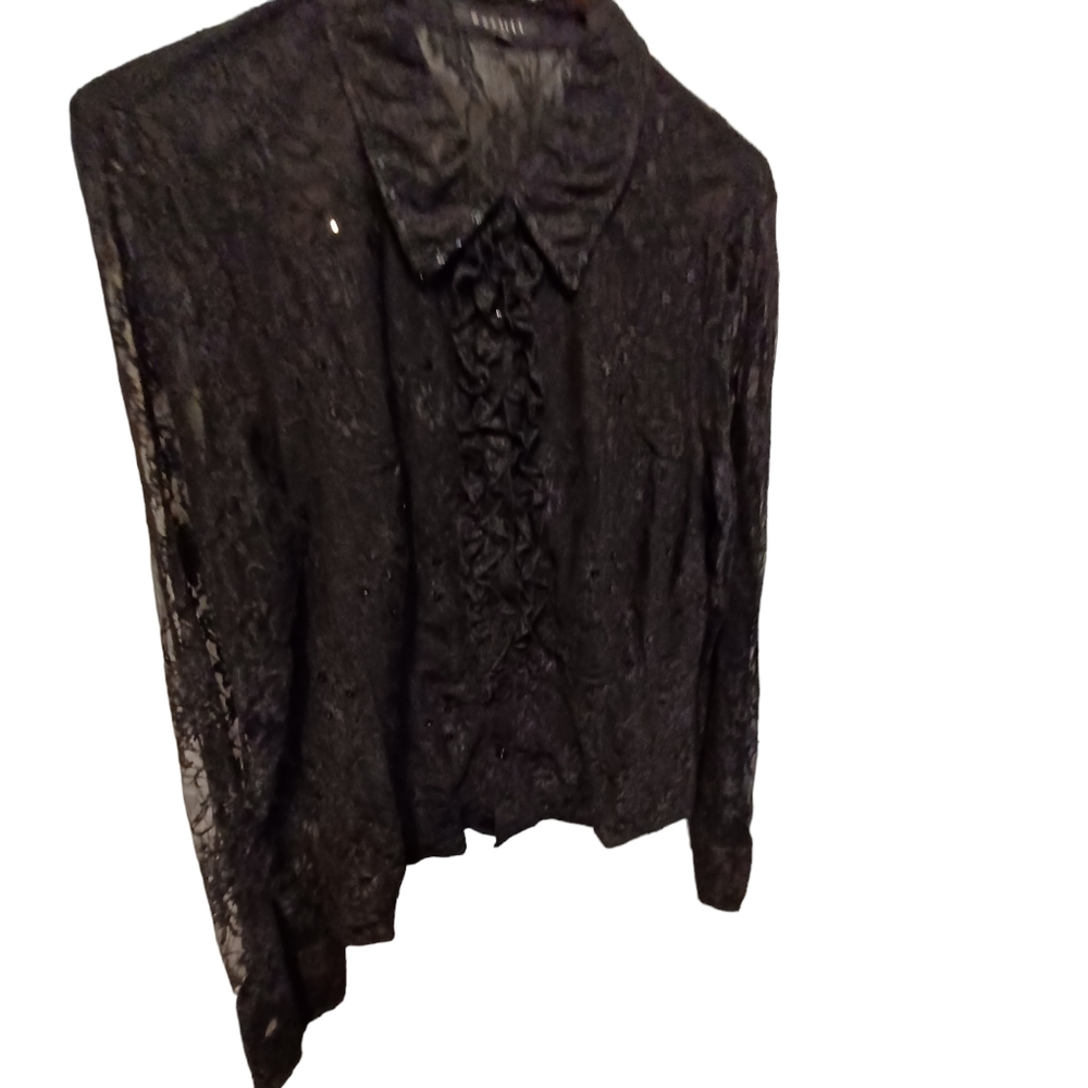 Panilli womens buttondown lace blouse size xlarge